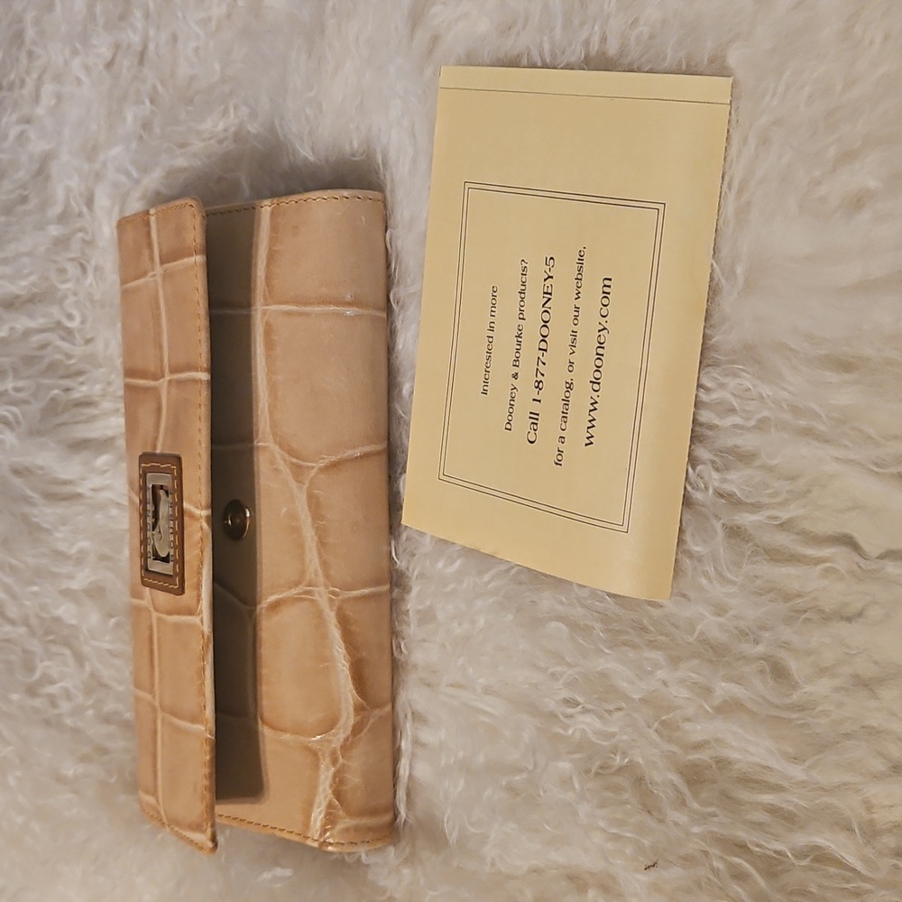 Dooney & Bourke Tan Crocodile Embossed Women's Checkbook Wallet - Picture 5 of 6